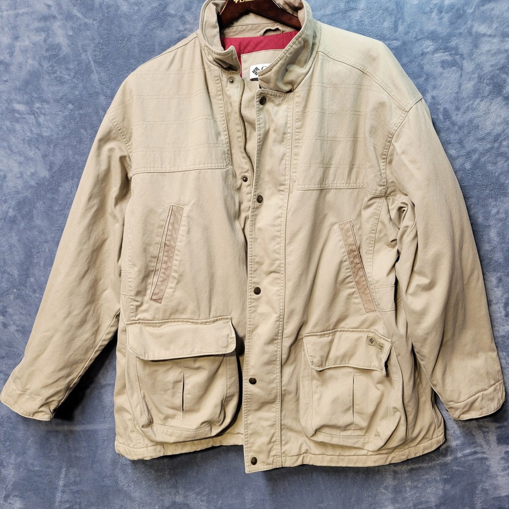 Columbia XXL Mens River Lodge Jacket Tan‎ Cotton Blend Outdoor Fishing Coat